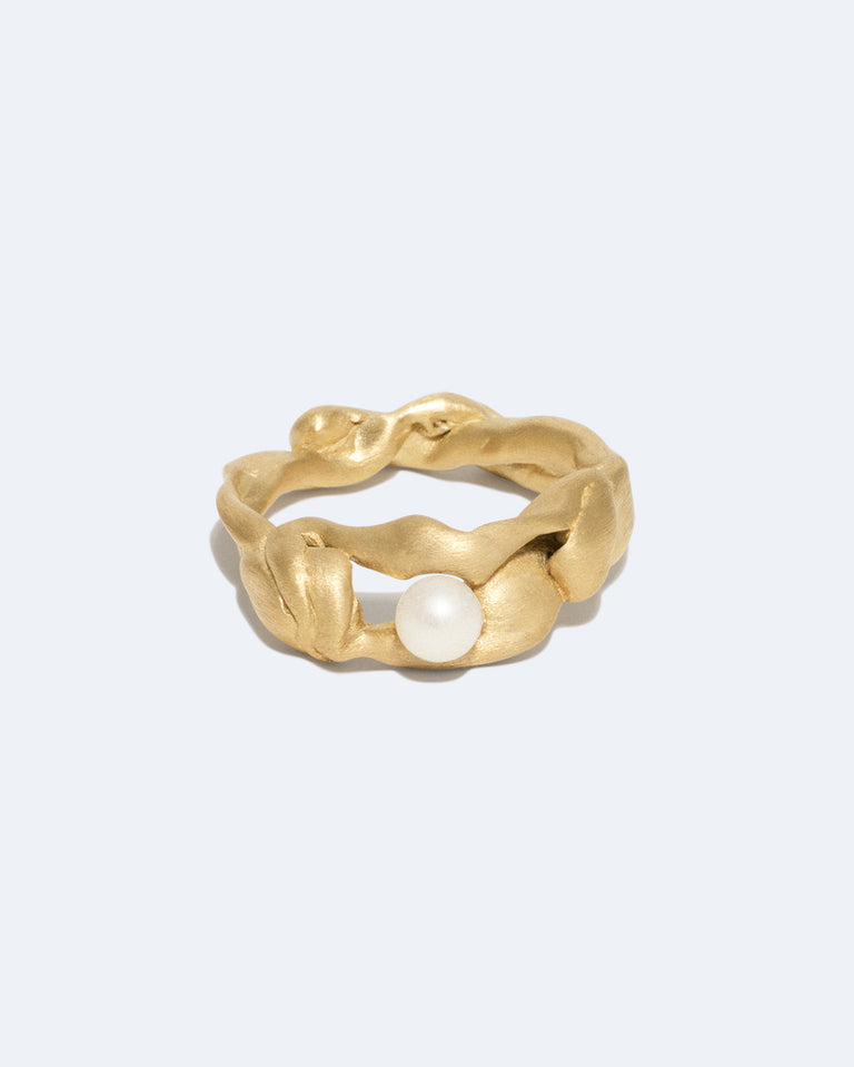 Treacle - Bague en vermeil or, perles et or recyclé