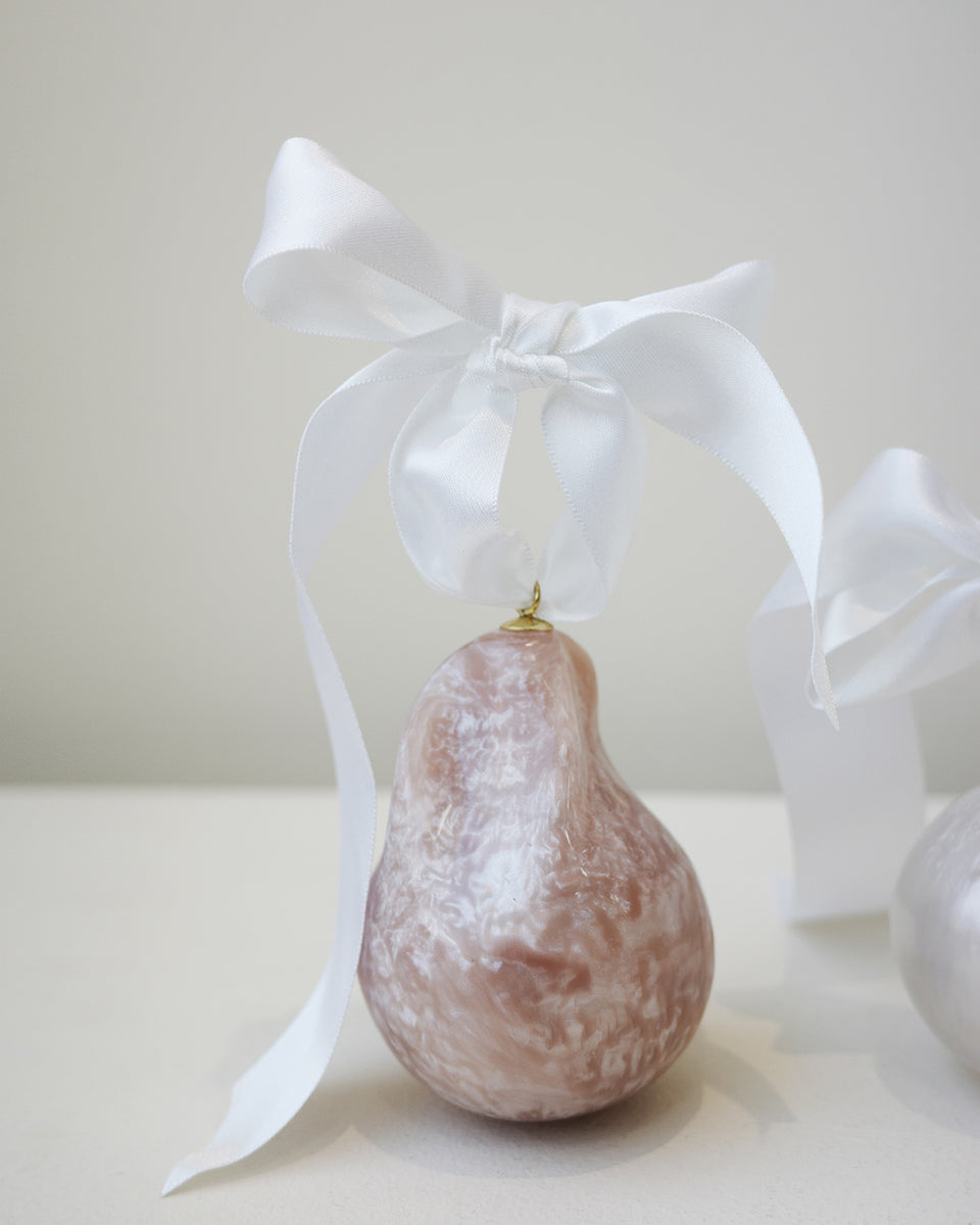 Husband Number Six? Tree Ornaments -  Set of 3 Bio Resin Baubles in Pearlescent White/Pink