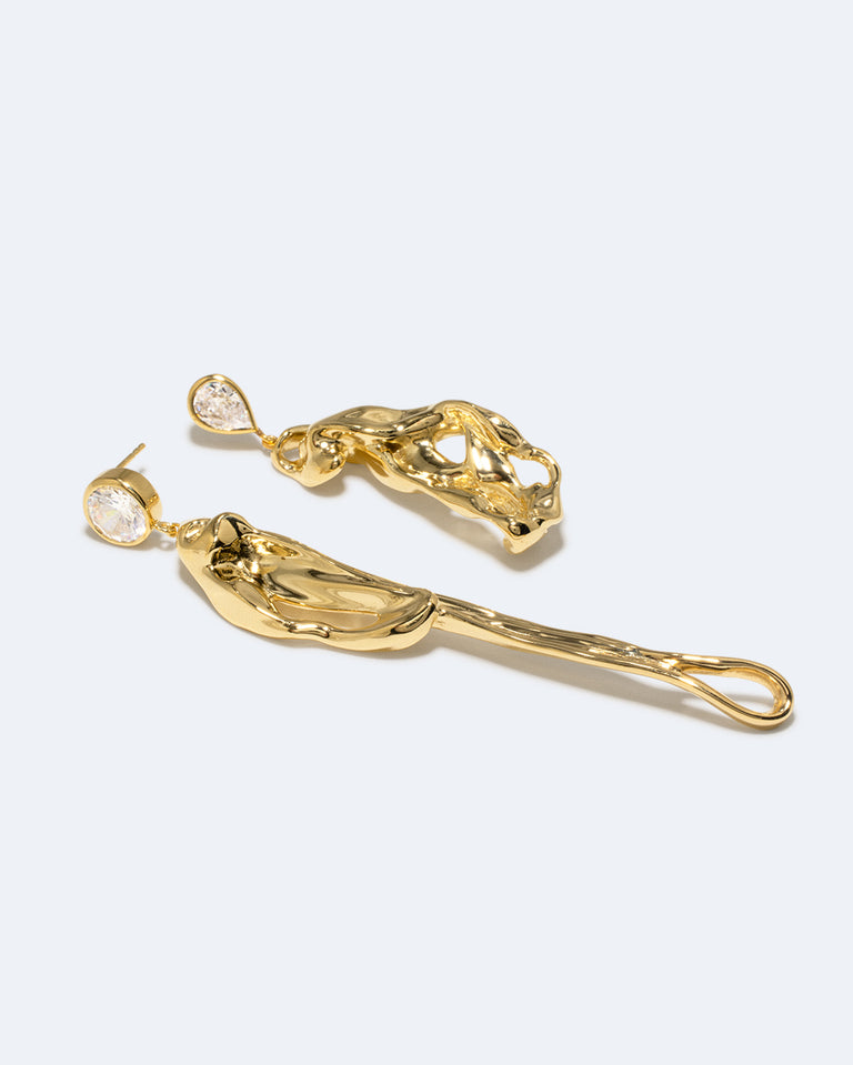 Dreams of Mercury - Zirconia and Recycled Gold Vermeil Earrings