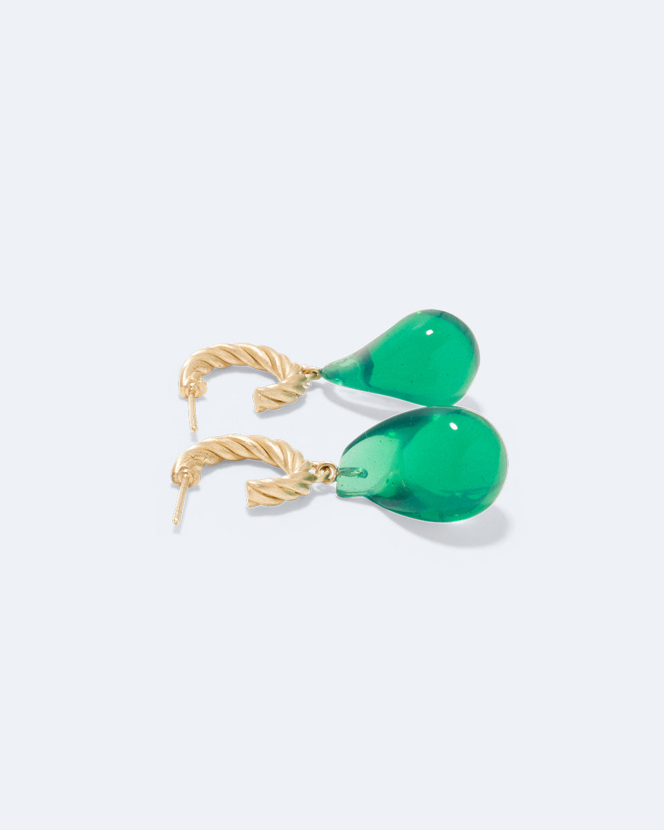 Husband Number Six? - Green Bio Resin and Recycled Gold Vermeil Earrings
