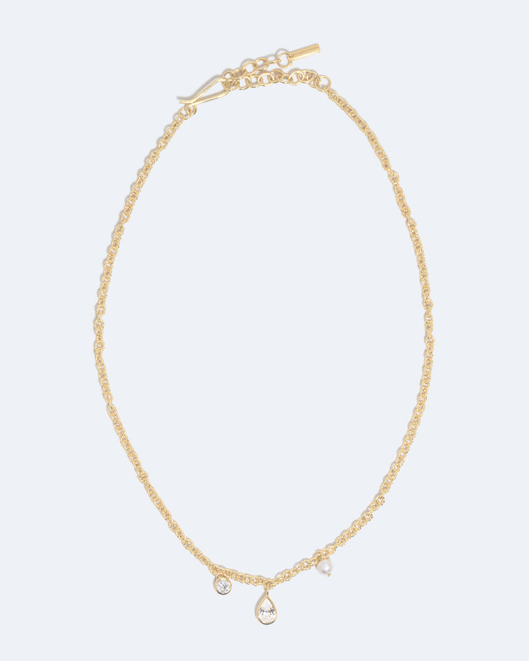 Z76 - Collier en Vermeil Or Recyclé avec Perles et Zircons