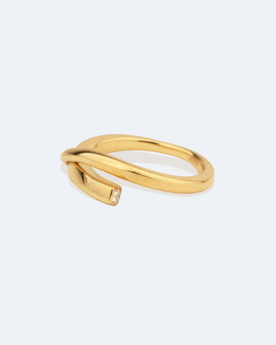 Une Rivière dans les Vallées - Bague en Or Jaune 18 Carats et Diamants