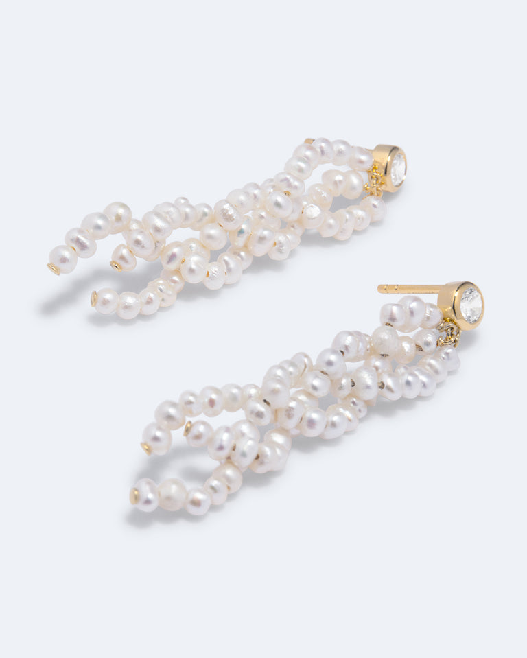 The Ongoing Negotiation With Myself - Pearl and Zirconia Recycled Gold Vermeil Earrings