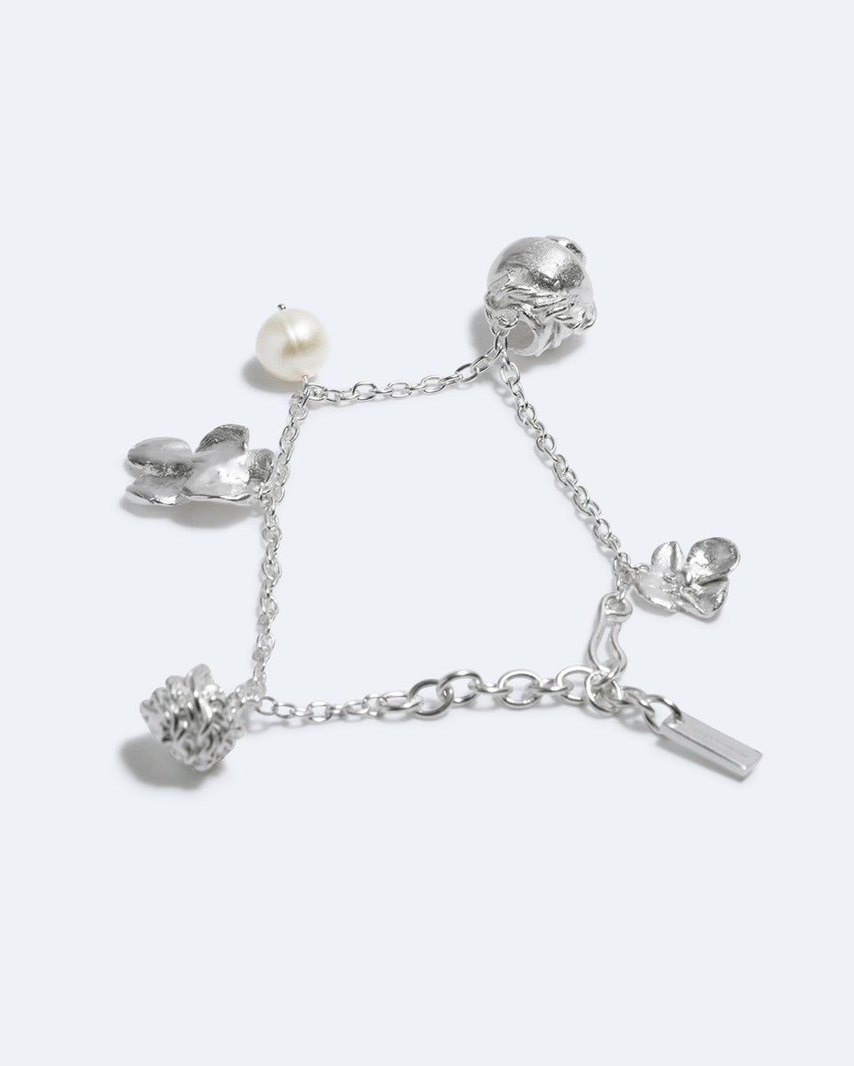Journey Through Memory - Pearl and Silver Plated Charm Bracelet