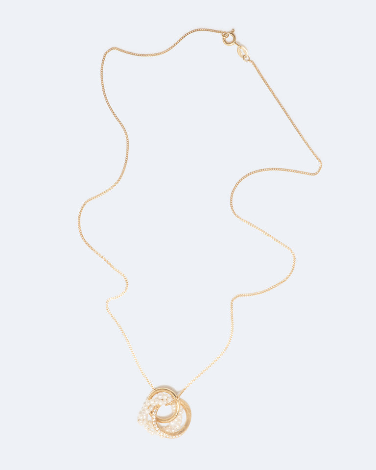 The Echoes of a Time of Solitude - Pearl and White Topaz Recycled Gold Vermeil Pendant