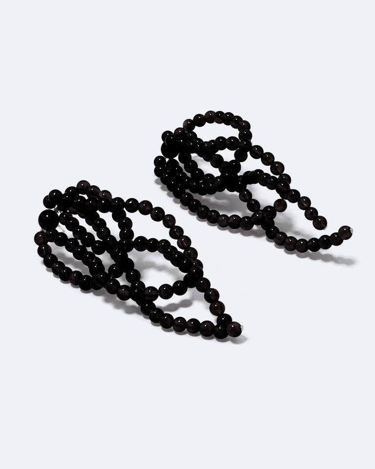 Un nœud inextricable - Boucles d'oreilles en onyx noir et argent recyclé