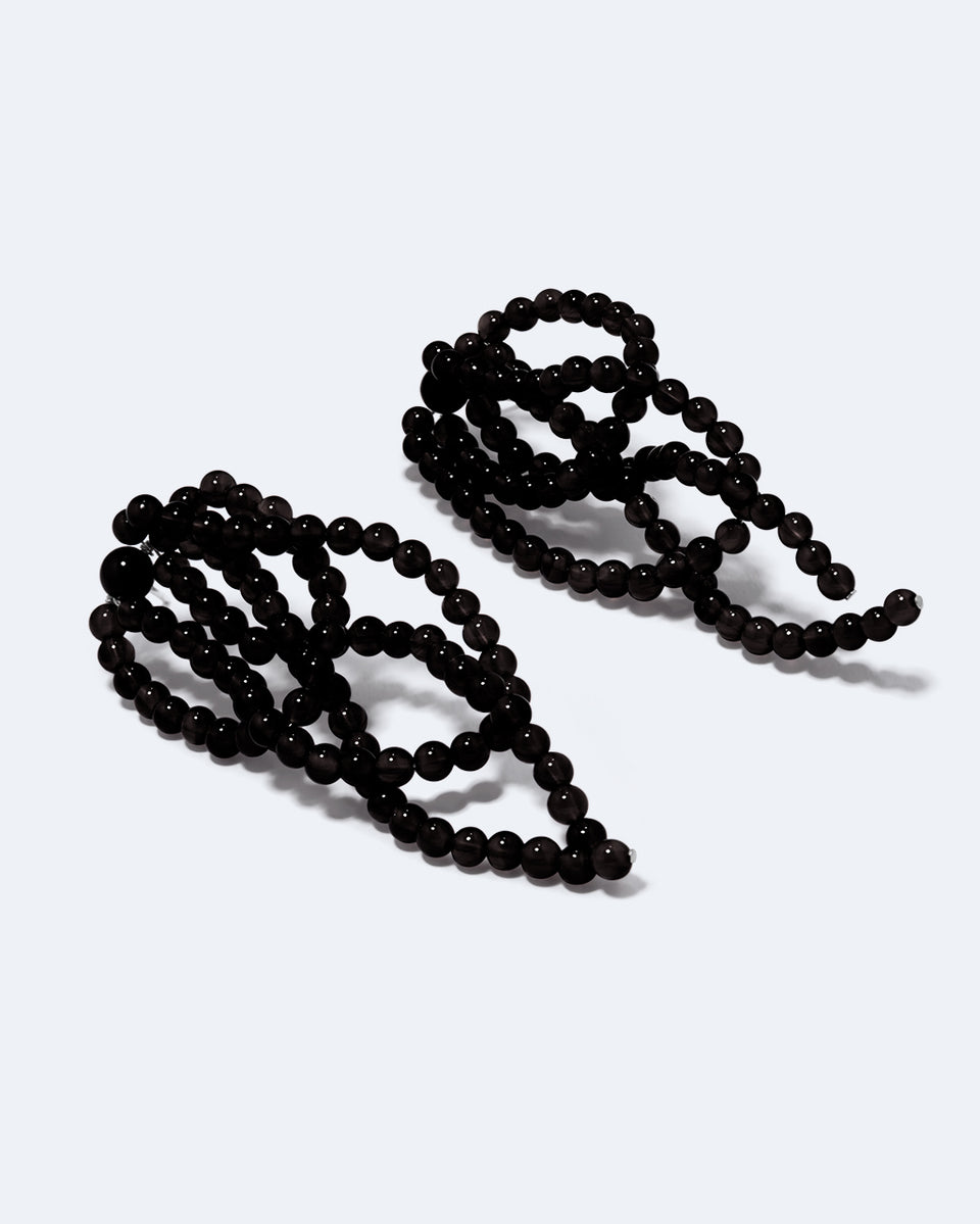Un nœud inextricable - Boucles d'oreilles en onyx noir et argent recyclé
