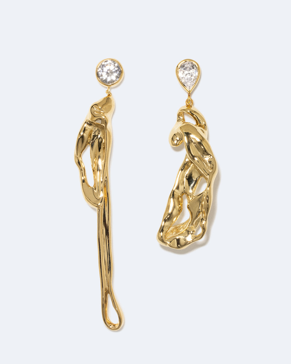 Dreams of Mercury - Zirconia and Recycled Gold Vermeil Earrings