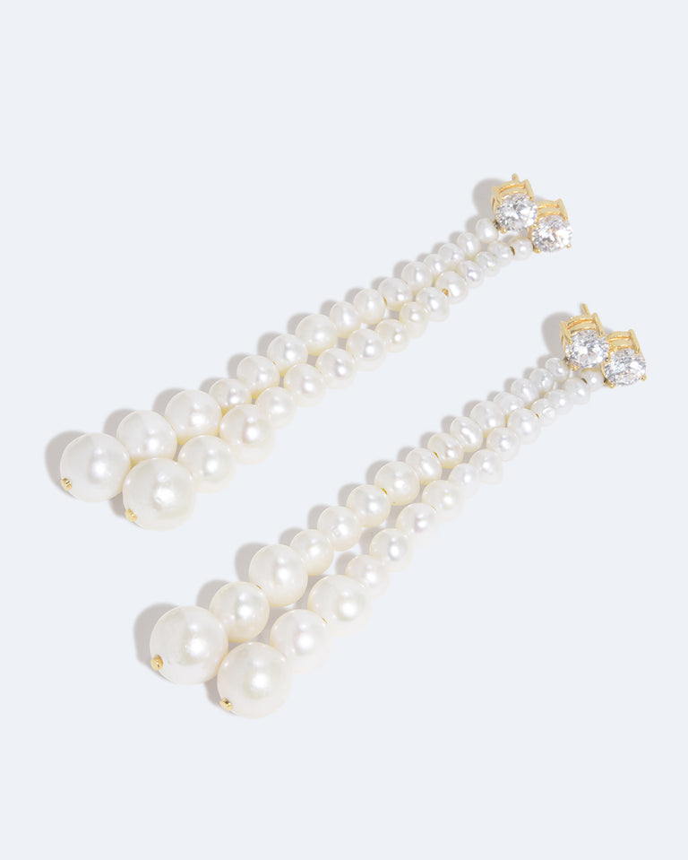 Clous d'oreilles en Vermeil Or Recyclé Perle et Zircone - Plinthes Murmurantes
