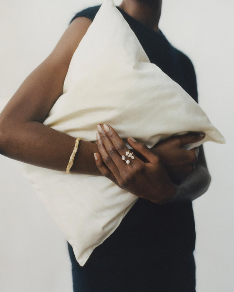 Chasing Shadows - Pearl and Zirconia Recycled Gold Vermeil Ring