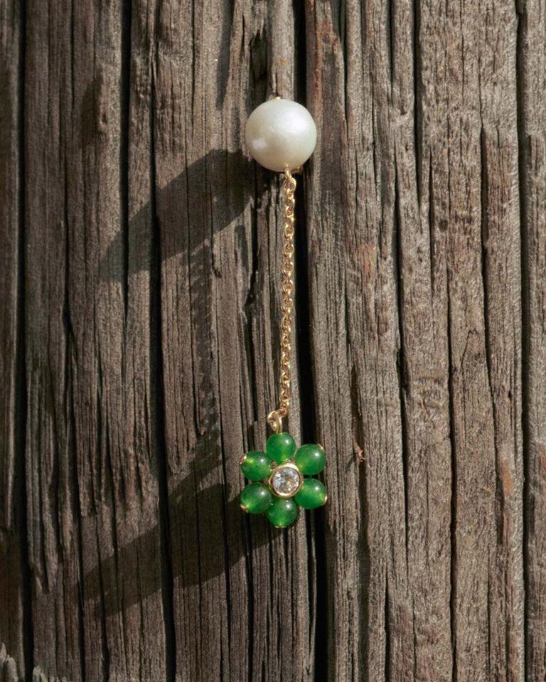 Not Brainwashed (Yet) - Pearl, Zirconia and Jade Bead Recycled Gold Vermeil Earrings