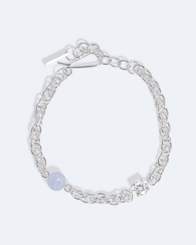 Bind - Blue Lace Agate and Zirconia Recycled Silver Bracelet