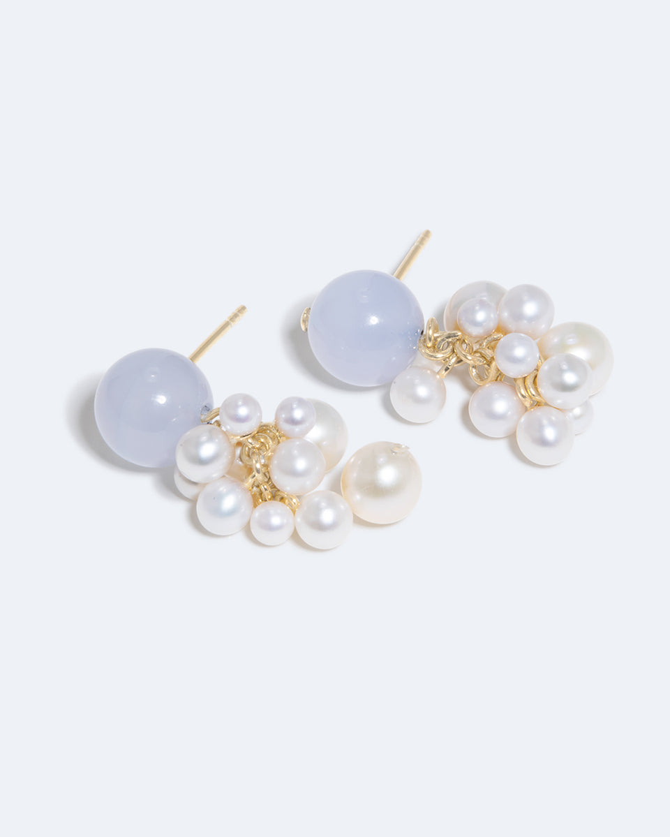 Jusqu'à ce que les étoiles pâlissent - Boucles d'oreilles en perles et vermeil d'or recyclé