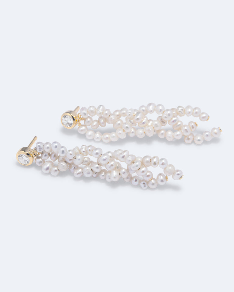 The Ongoing Negotiation With Myself - Pearl and Zirconia Recycled Gold Vermeil Earrings