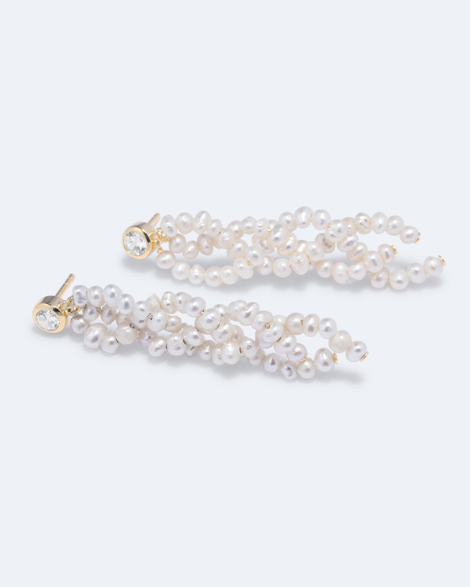 The Ongoing Negotiation With Myself - Pearl and Zirconia Recycled Gold Vermeil Earrings