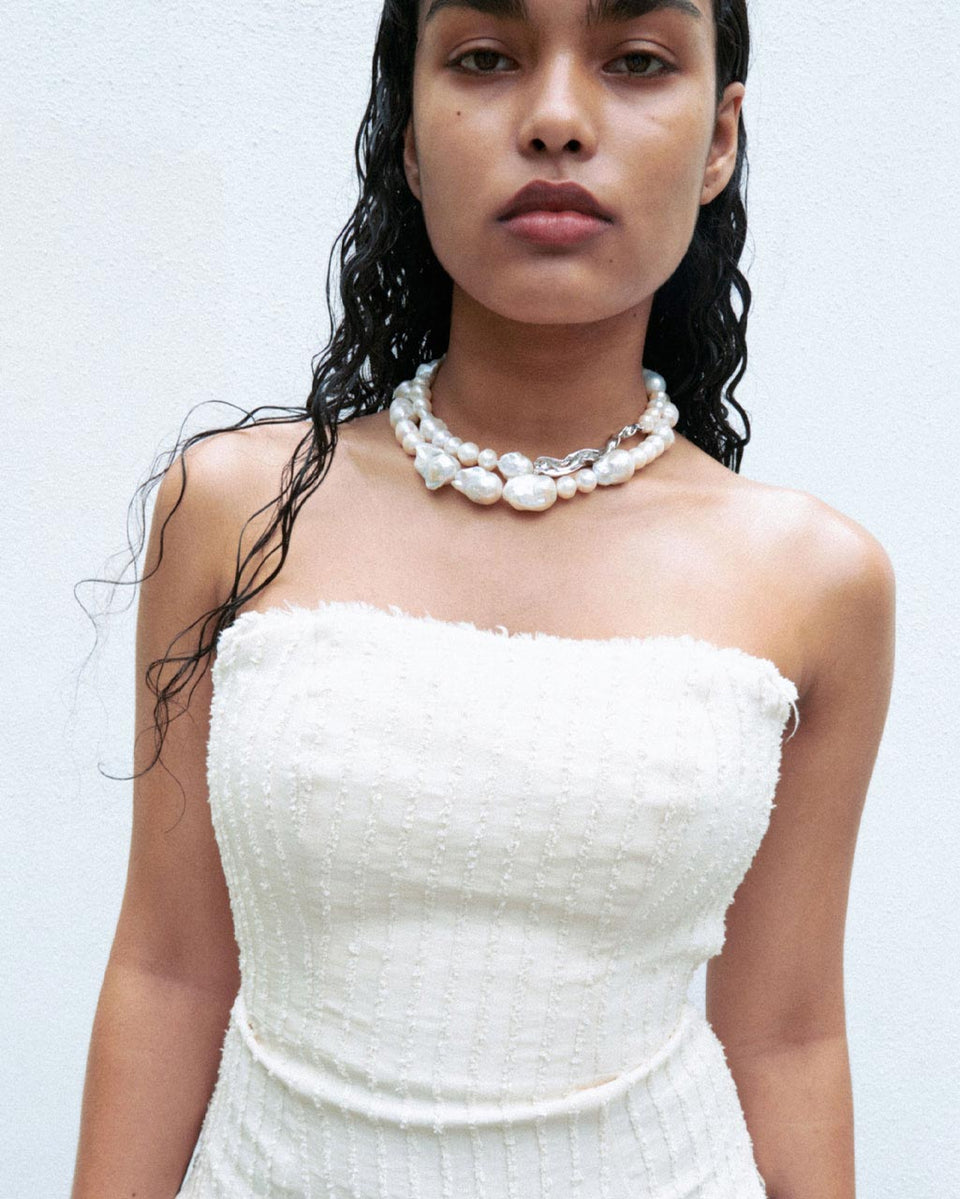 Foraging - Pearl and Recycled Silver Necklace