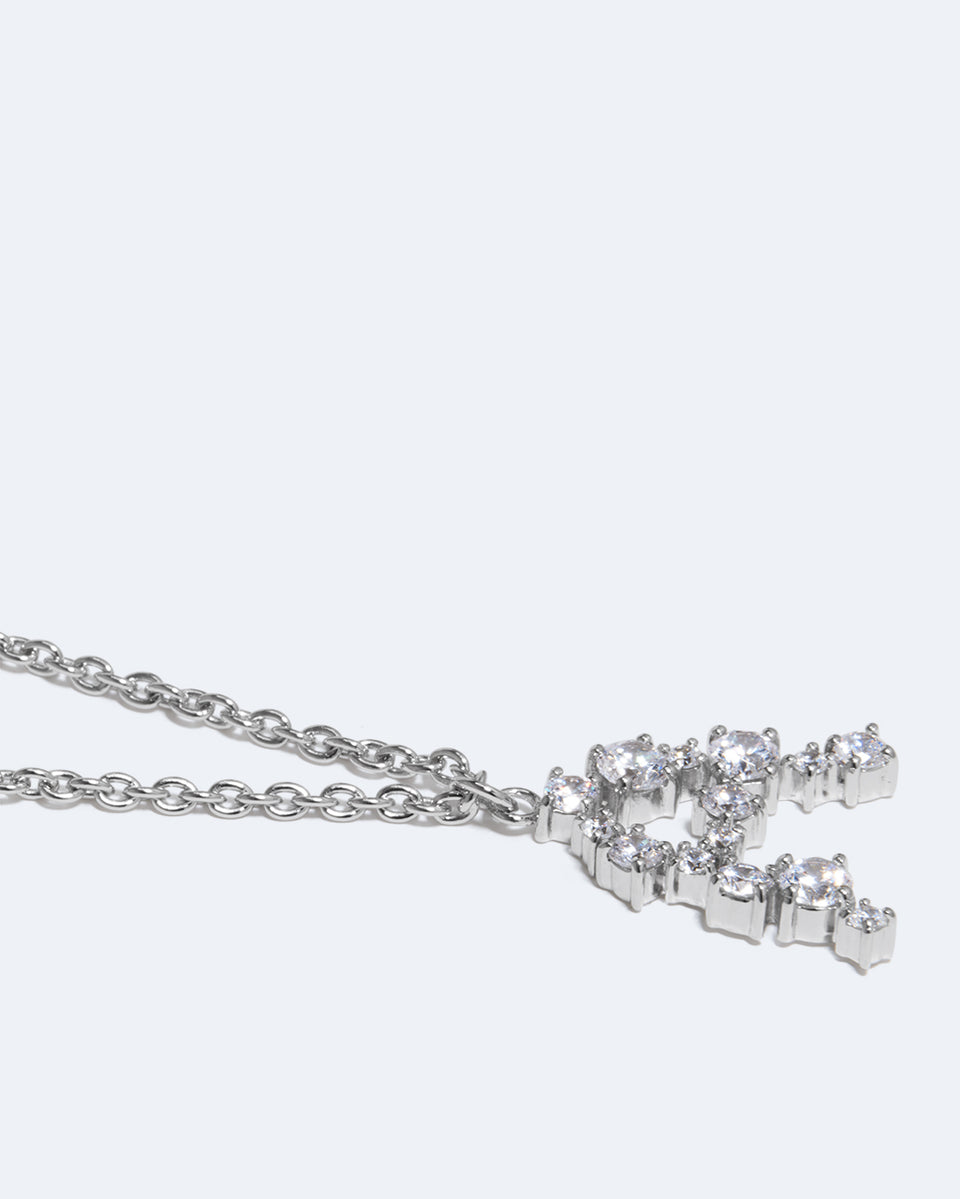 Pendentif Glitchy A en oxyde de zirconium et plaqué rhodium