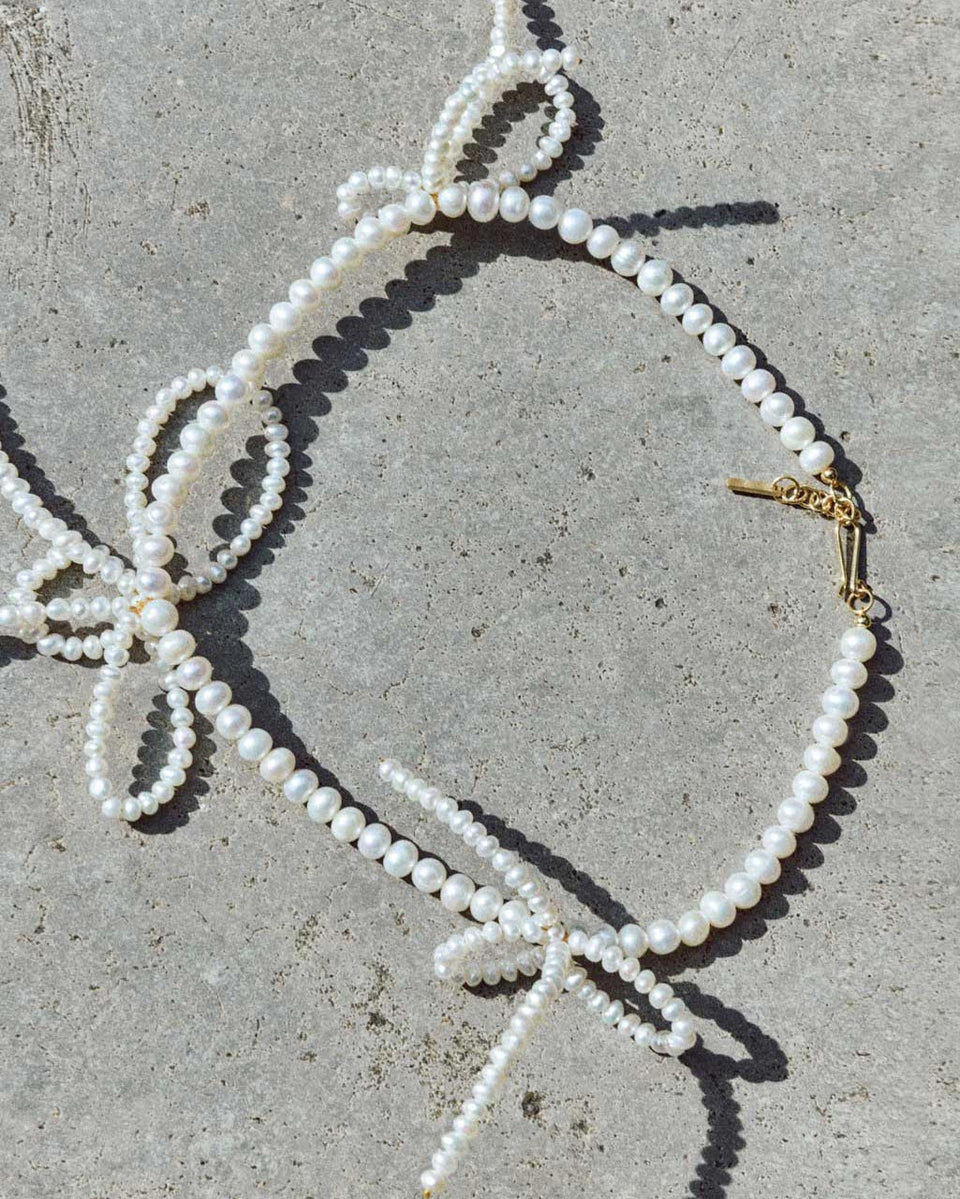 Loop‐the‐Loop - Pearl and Recycled Gold Vermeil Necklace