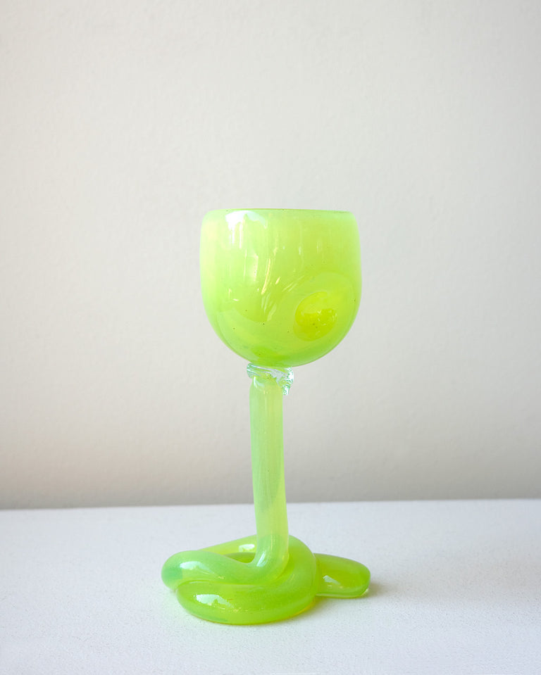 Thaw - Recycled Wine Glass in Acid Green