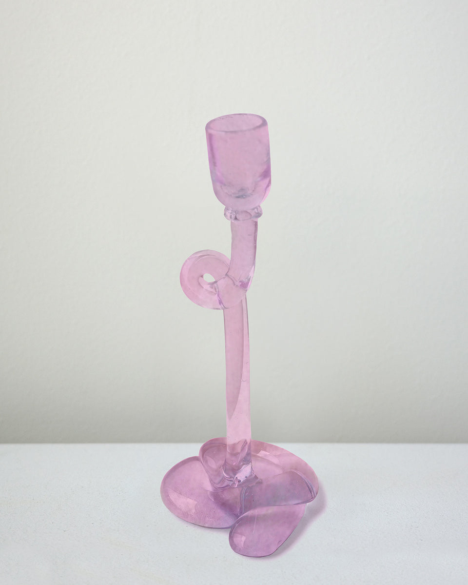 Thaw - Recycled Glass Candlestick in Pink