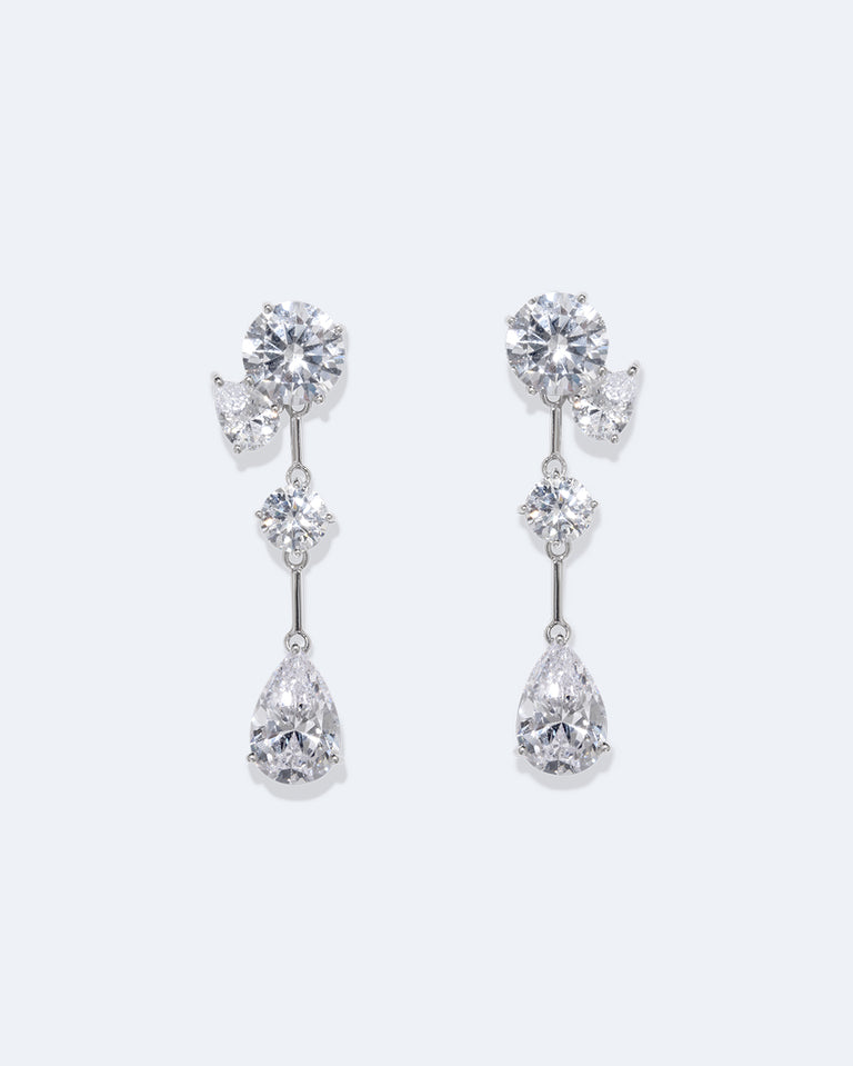 The Torrents That Flow Under The Ice - Zirconia and Recycled Silver Earrings