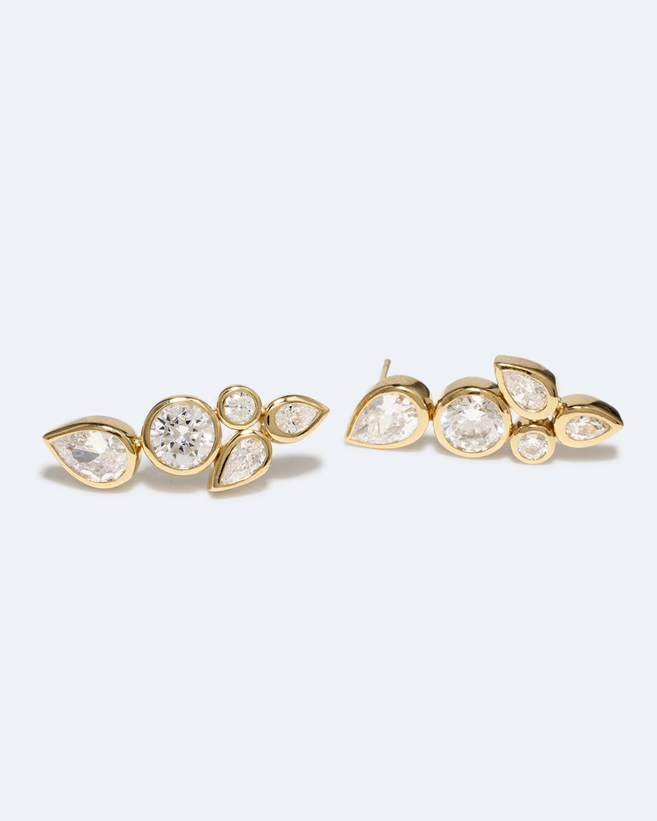 Comme deux gouttes d'eau - Boucles d'oreilles en zircone et vermeil d'or recyclé