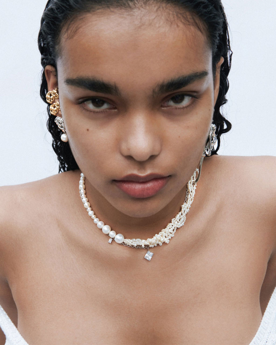 The Paths of Memory - Pearl and Recycled Silver Earrings
