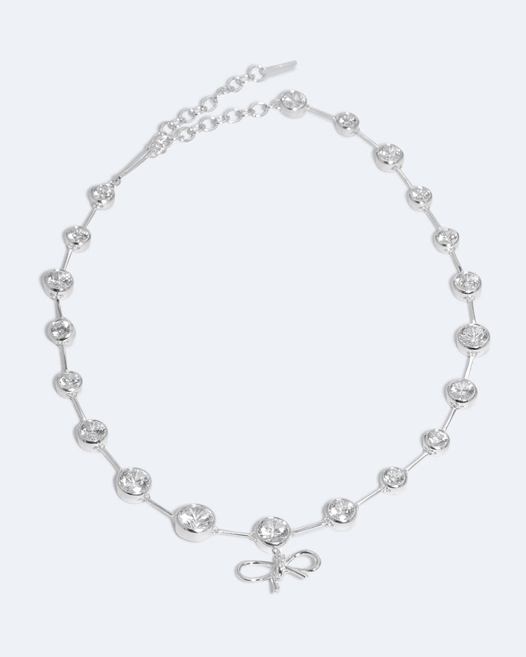 A World Locked by Politics and Money - Zirconia and Recycled Silver Necklace