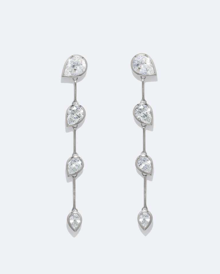 Against The Current - Zirconia and Recycled Silver Earrings