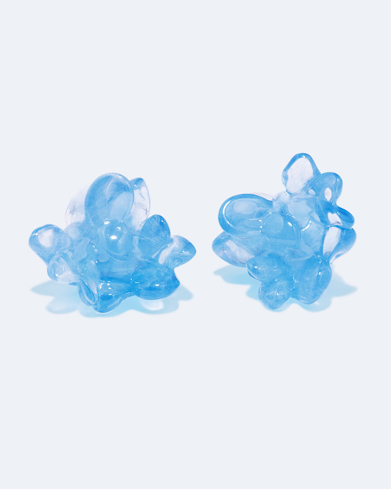 R2271 - Boucles d'oreilles en résine bleue et argent recyclé