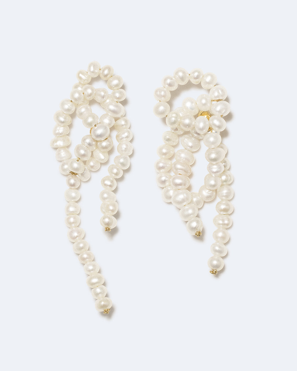 La brèche entre les nuages - Boucles d'oreilles en perles et vermeil d'or recyclé