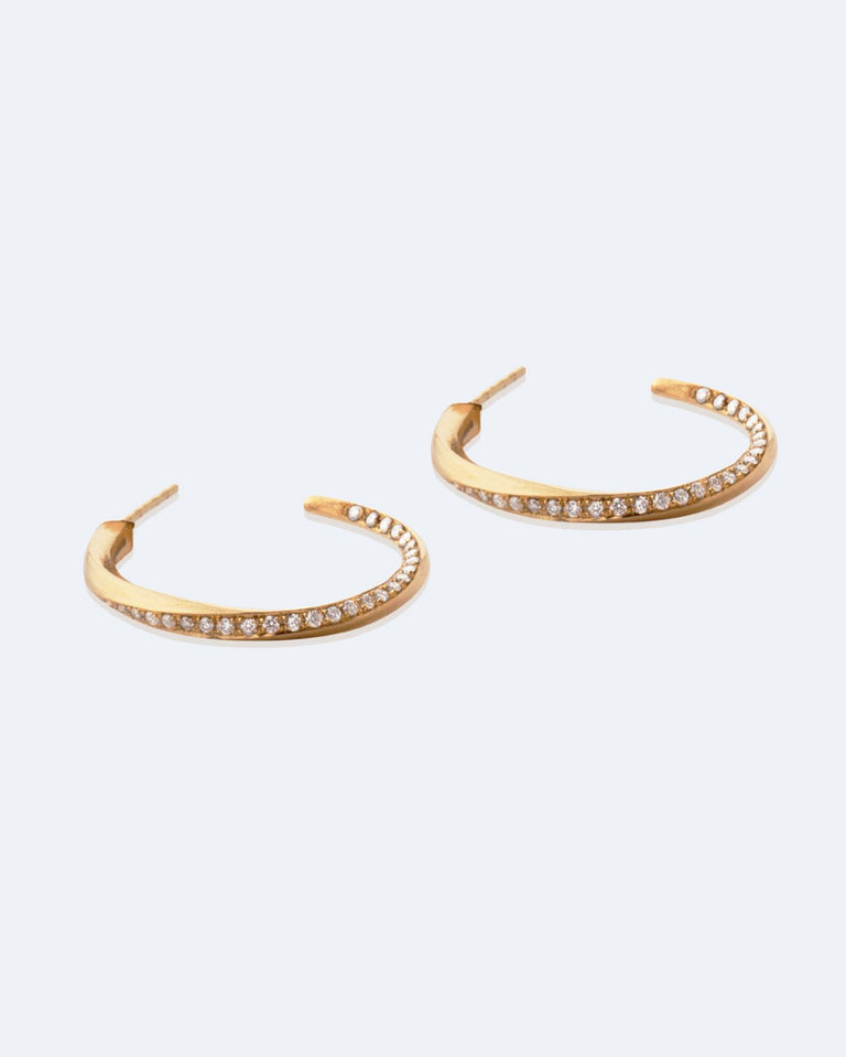 Les phases de la Lune - Boucles d'oreilles créoles en or jaune 18 carats et diamants