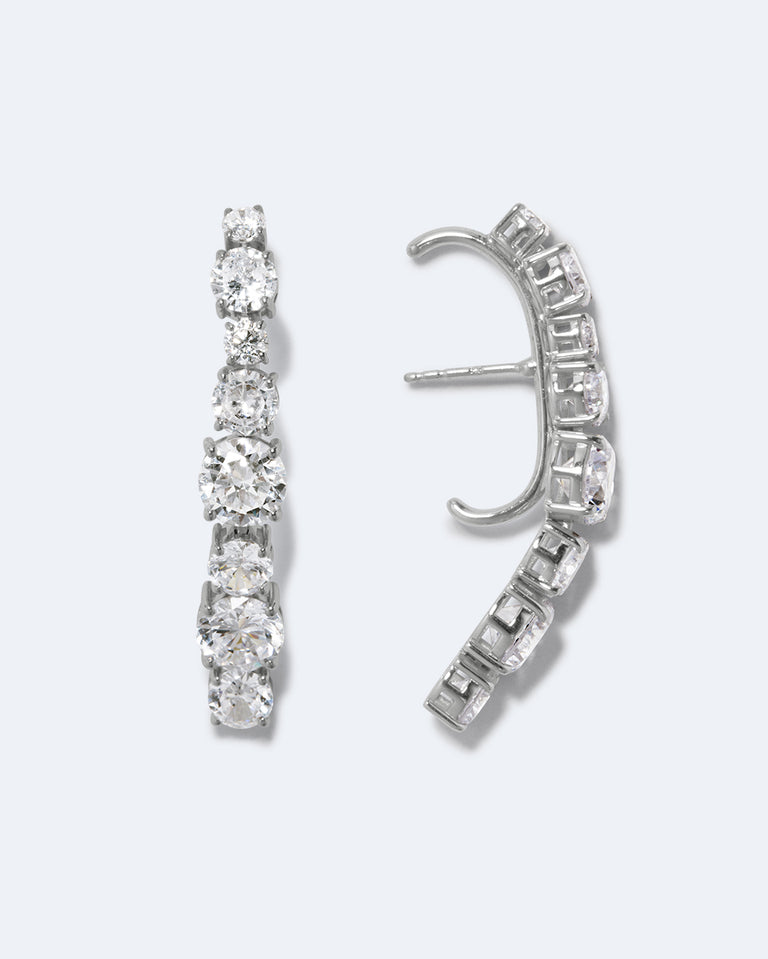 Inflection - Boucles d'Oreilles Grimpantes en Zircone et Argent Recyclé