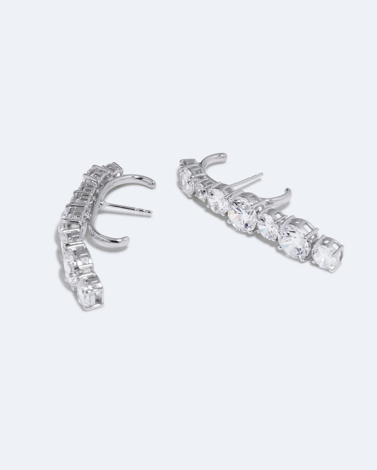 Inflection - Boucles d'Oreilles Grimpantes en Zircone et Argent Recyclé