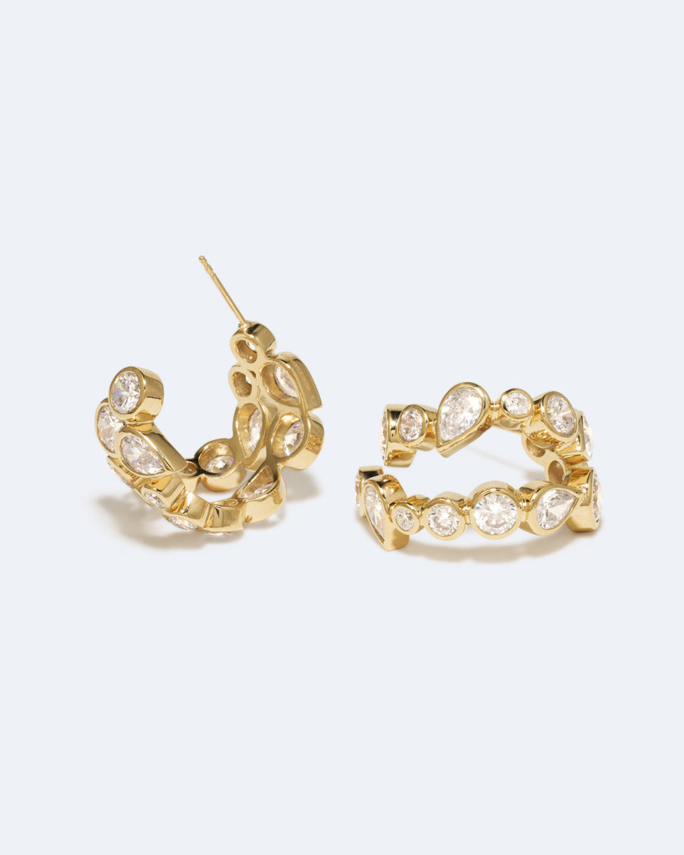 Comme deux gouttes d'eau IV – Boucles d'oreilles en oxyde de zirconium et vermeil