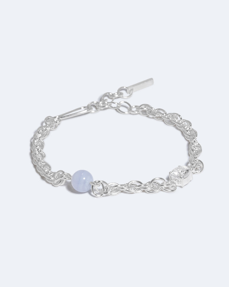 Bind - Blue Lace Agate and Zirconia Recycled Silver Bracelet