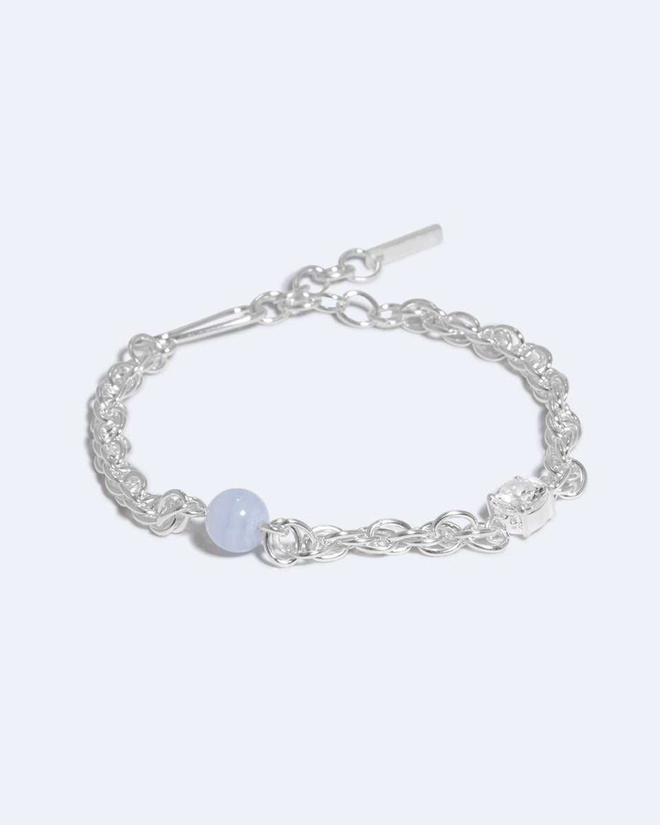 Bind - Blue Lace Agate and Zirconia Recycled Silver Bracelet