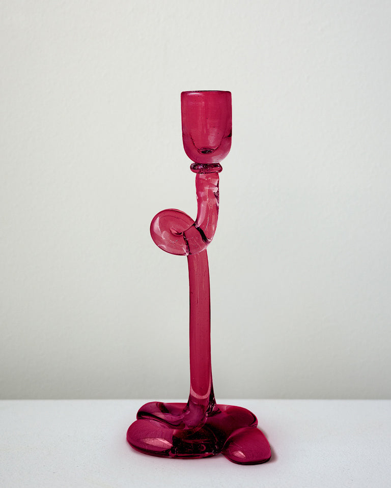 Thaw – Bougeoir en verre recyclé Magenta