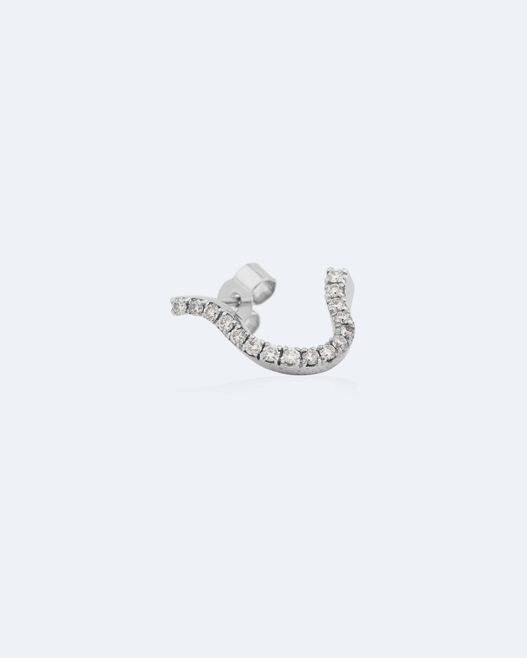 L'écrasement de l'eau - Boucle d'oreille solitaire en or blanc 18 carats et diamants