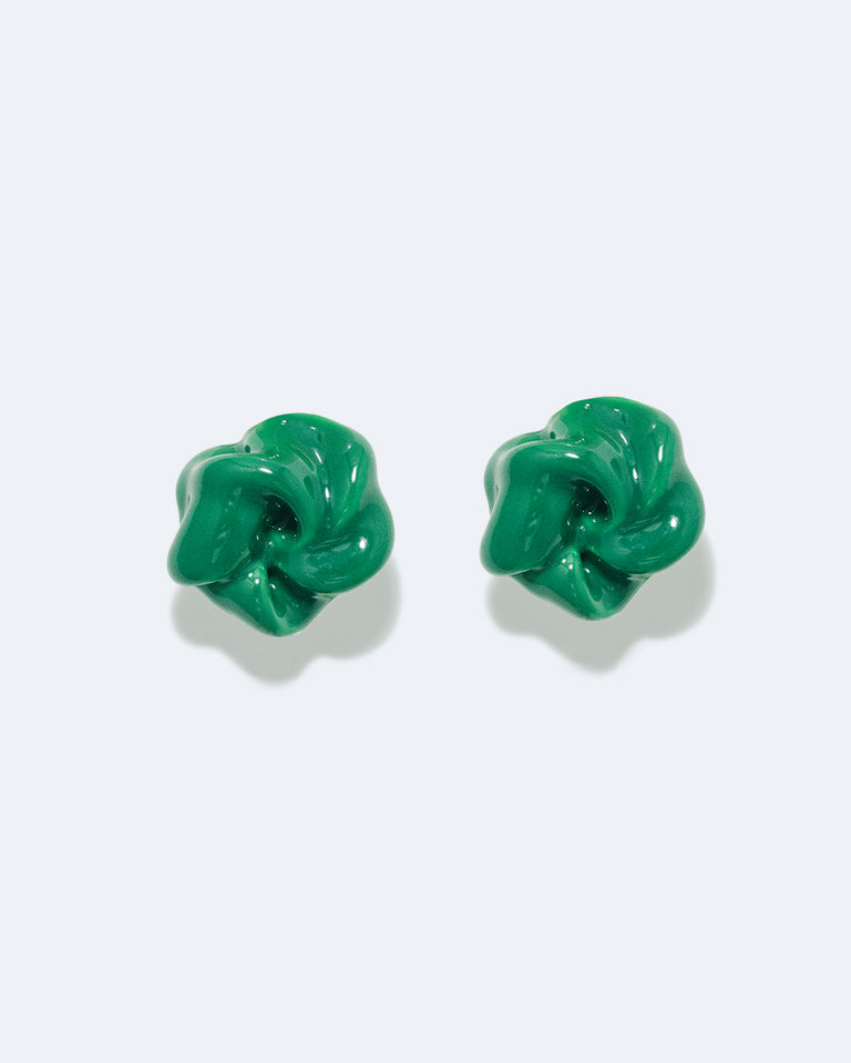 Les profondeurs du temps - Boucles d'oreilles en émail vert et argent recyclé