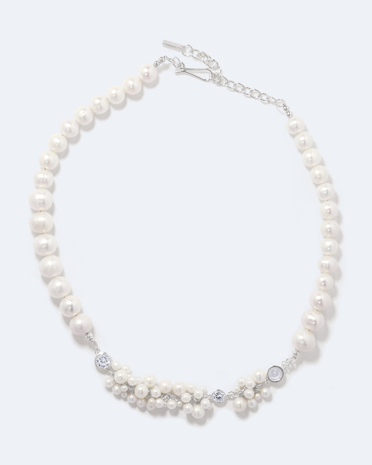L'Alchimie du Temps - Collier en Argent Recyclé Perle et Zircone