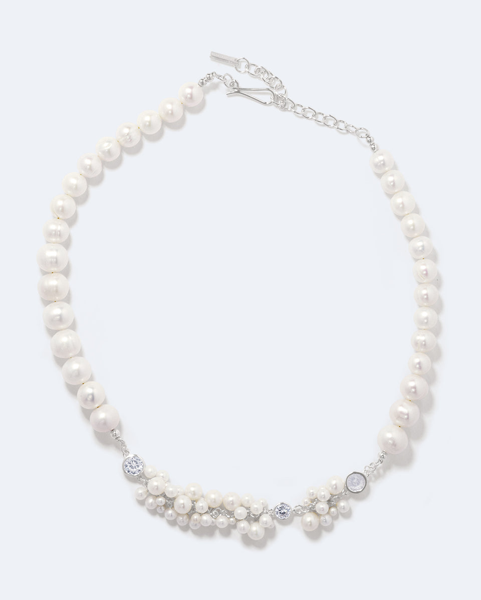 L'Alchimie du Temps - Collier en Argent Recyclé Perle et Zircone