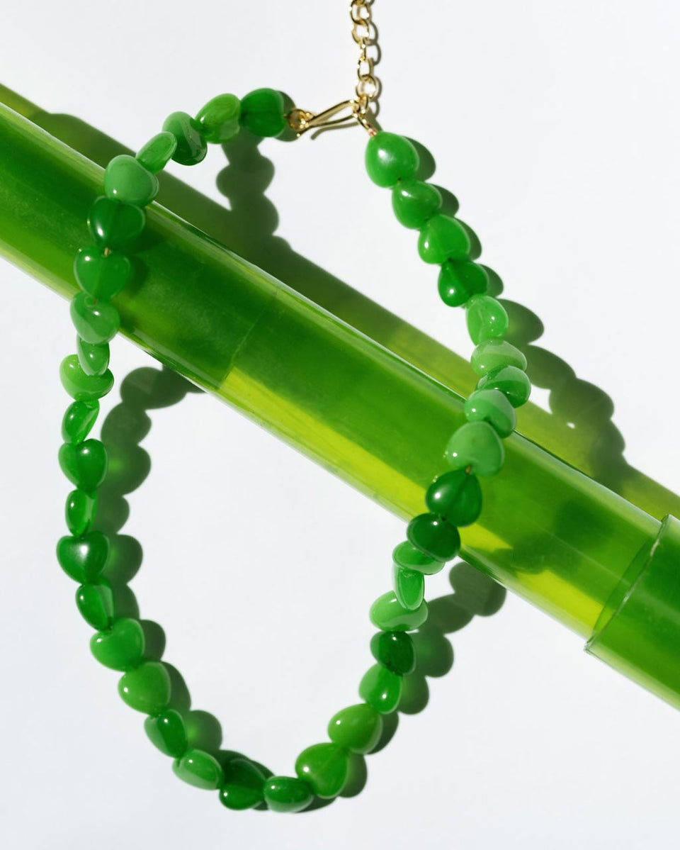 La Fenêtre du Cœur - Collier Perle Cœur Vert et Vermeil Recyclé