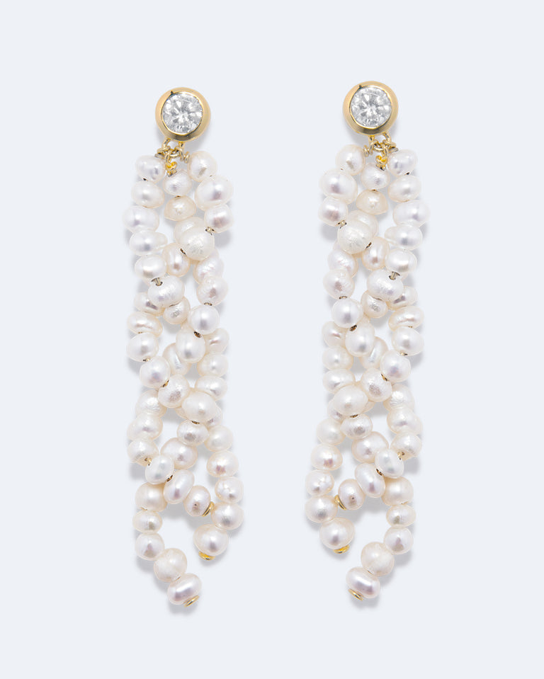 The Ongoing Negotiation With Myself - Pearl and Zirconia Recycled Gold Vermeil Earrings