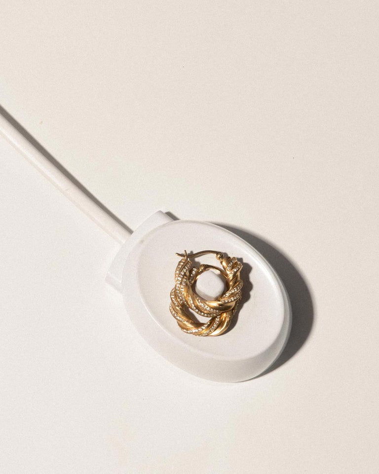 Deep State - White Topaz and Gold Vermeil Hoop Earrings