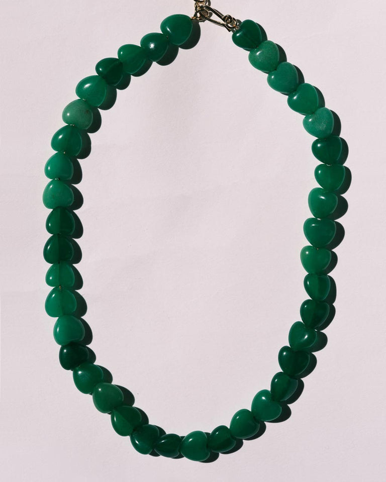 The Heart's Window - Green Heart Bead and Zirconia Recycled Gold Vermeil Earrings