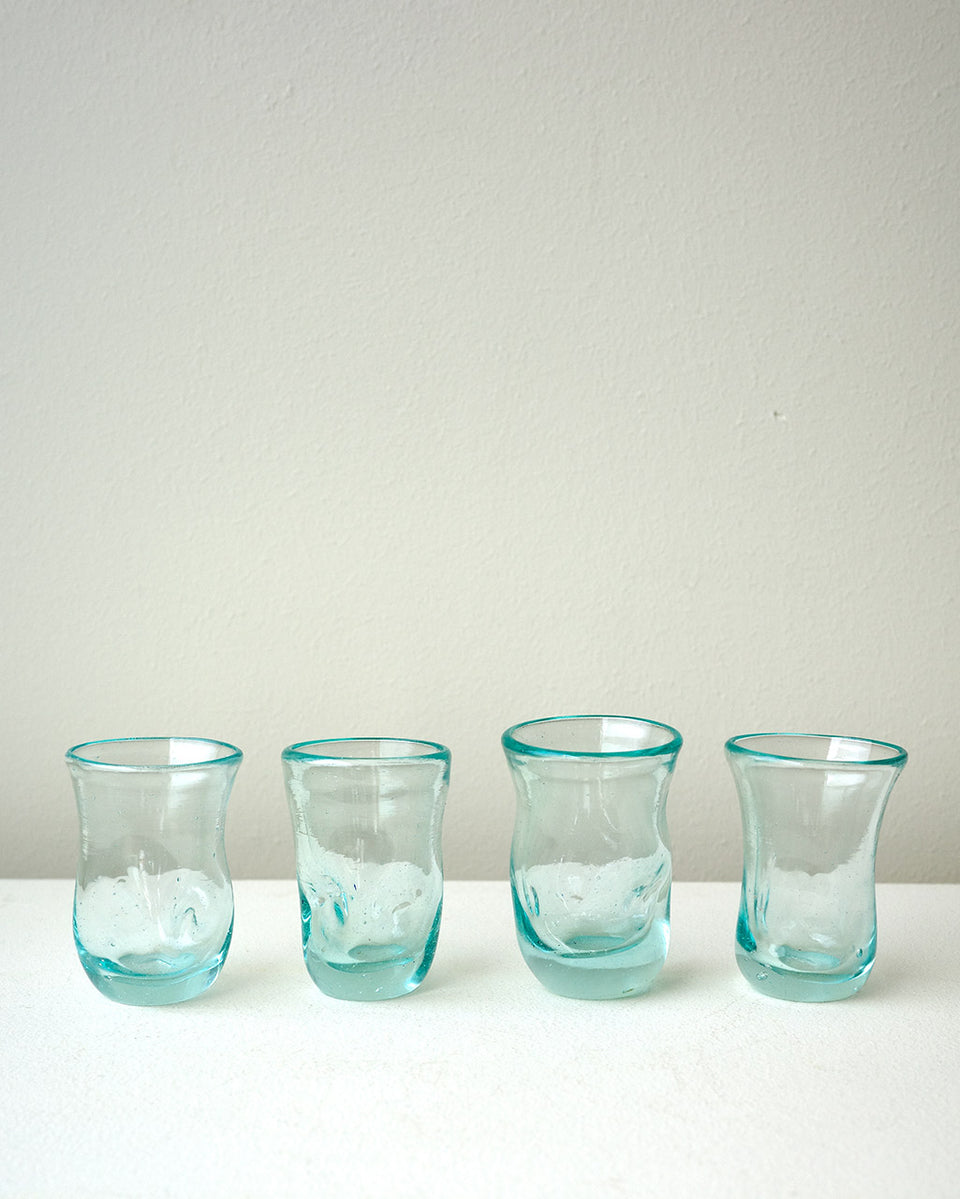 "Notsobig" Thaw - Set of 4 Recycled Tiny Glasses in Clear