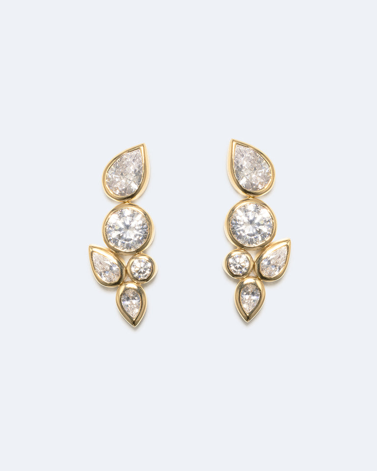 Comme deux gouttes d'eau - Boucles d'oreilles en zircone et vermeil d'or recyclé