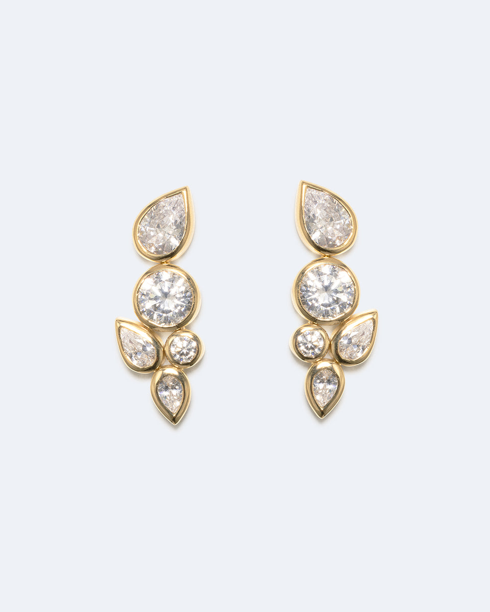 Comme deux gouttes d'eau - Boucles d'oreilles en zircone et vermeil d'or recyclé