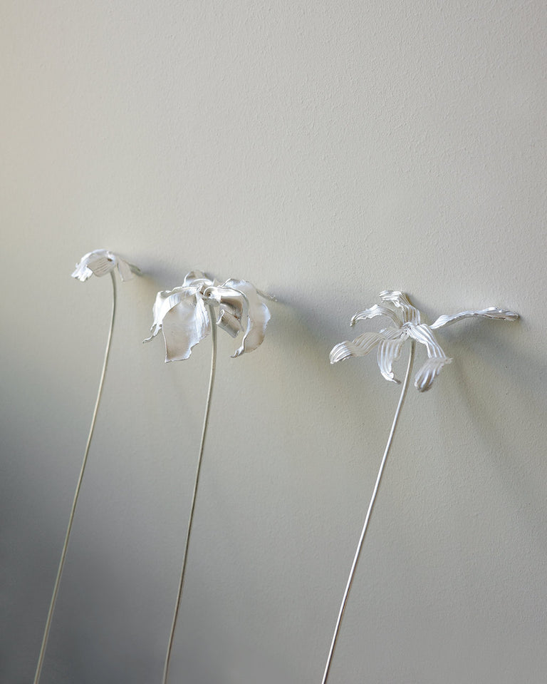 L65 - Set of 3 Flower Ornament in Silver